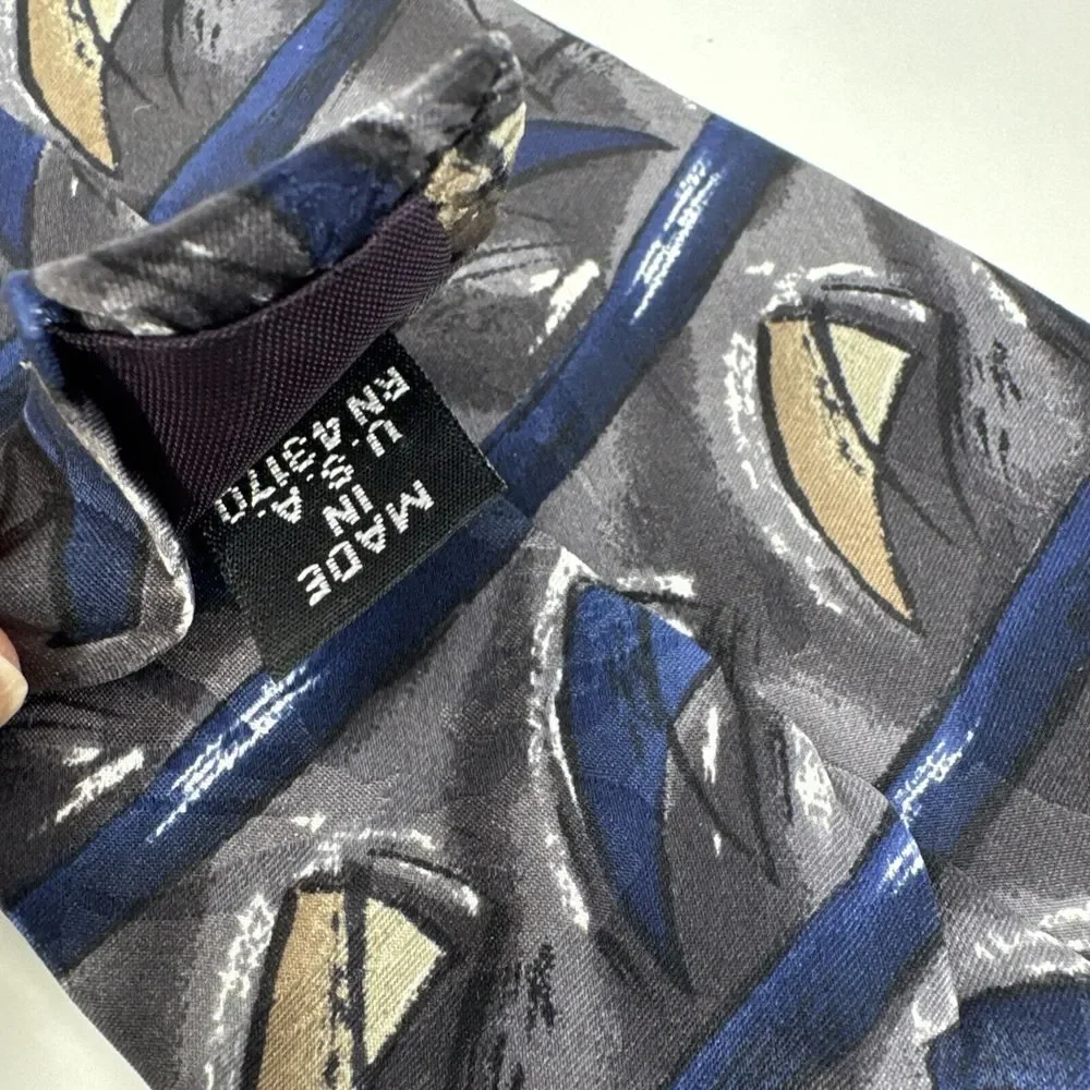 Lot of 3 Vintage Neckties Daniel Hechter 100% Silk‎ Made in USA Blue Black Brown